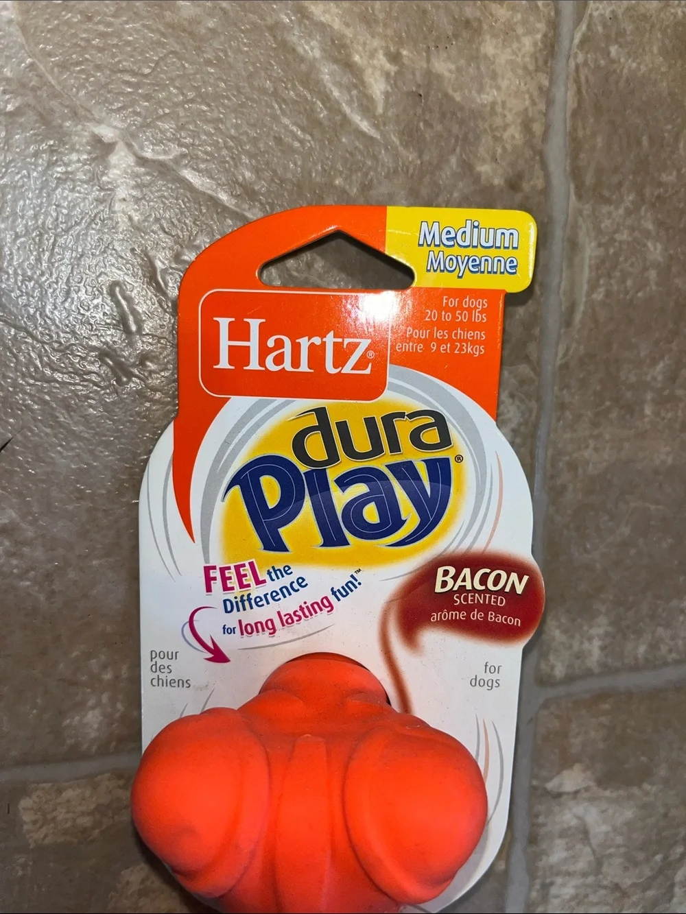 NWT Hartz Dura Play Bacon-Scented Dog Toy - Orange (Medium)
